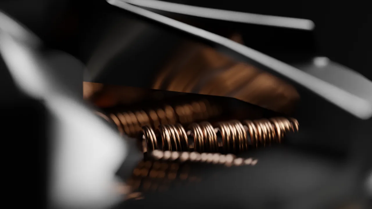 Macro render of the copper windings inside the motor